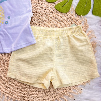 Conj. Regata Abacaxi Docinho e Short - Branco e Amarelo